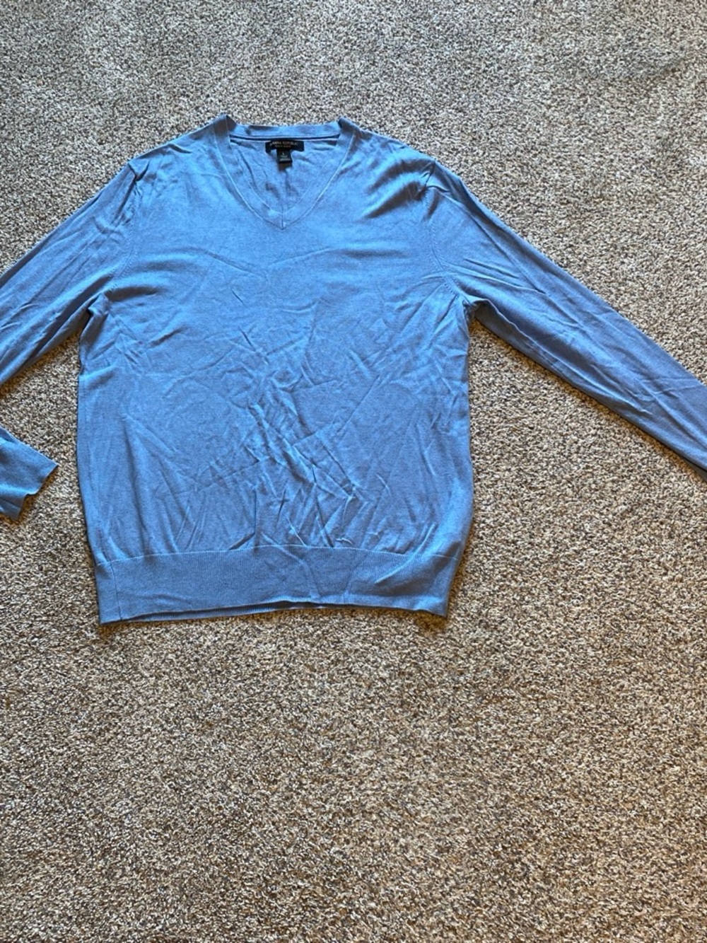 Banana Republic Men's Sky Blue Silk, Cashmere Blend V-Neck Sweater Size Large